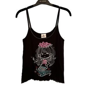 Ado Mizumori Tank Top Sz XS Kidcore Y2K Kawaii Rhinestone Mermaid Lettuce Hem